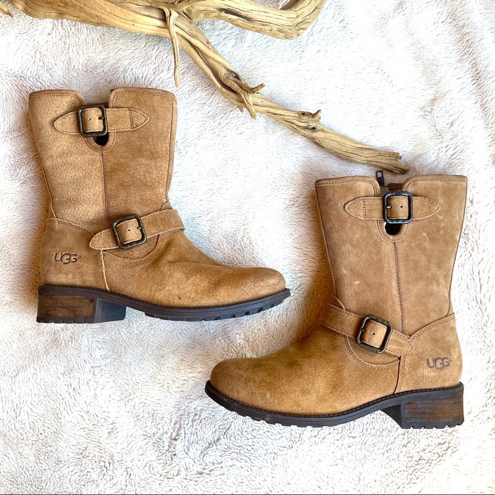 UGG Suede Heeled Boots Tan